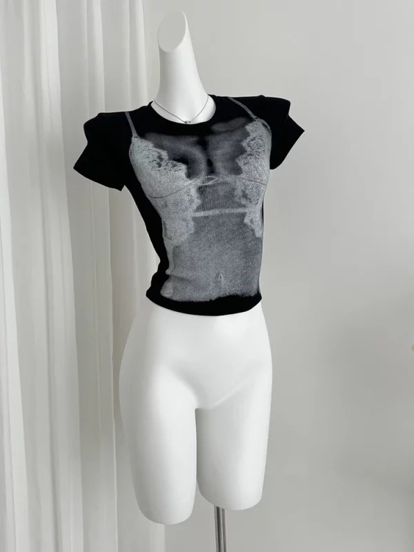 Y2K Summer Gothic Aesthetic Crop Tops - Dark Academia Grunge Streetwear