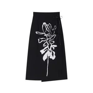 Y2K Summer Gothic Midi Skirt - Vintage French Aesthetic for Women