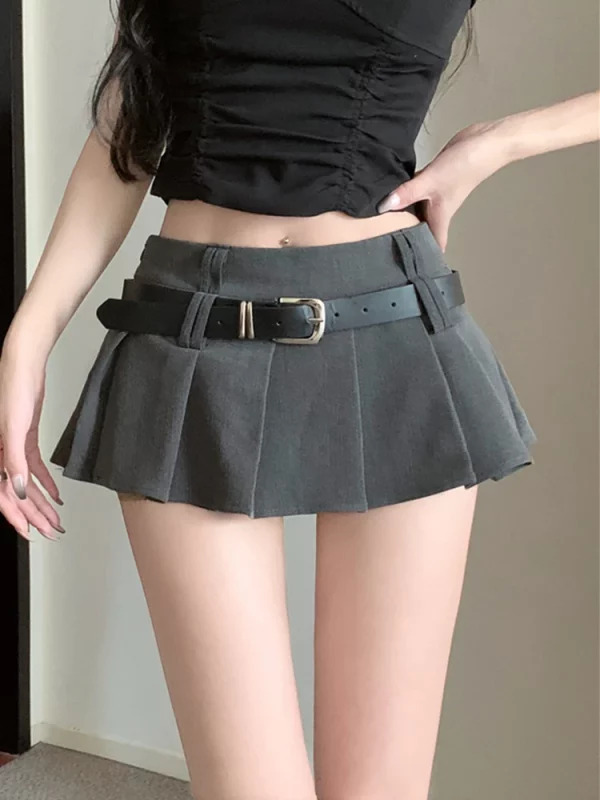 Y2K Summer Harajuku Mini Skirt with Belt - Retro 90s Grunge Aesthetic Streetwear