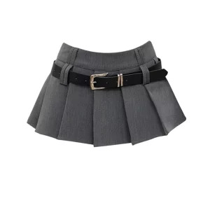 Y2K Summer Harajuku Mini Skirt with Belt - Retro 90s Grunge Aesthetic Streetwear