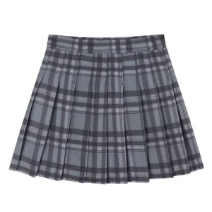 Y2K Summer Japanese Fashion Vintage A-line High Waist Pleated Plaid Skirt