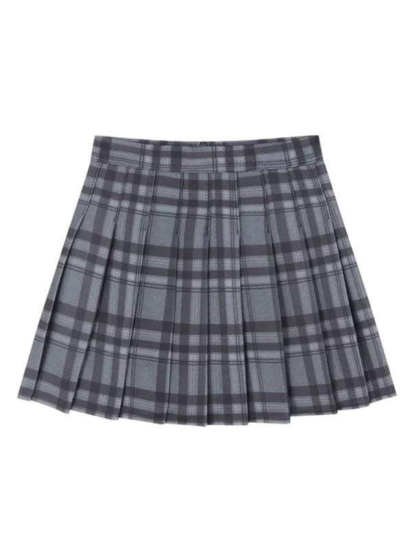 Y2K Summer Japanese Fashion Vintage A-line High Waist Pleated Plaid Skirt