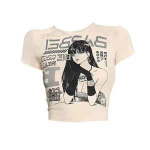 Y2K Summer Japanese Harajuku Graphic Tee - Retro 90s Aesthetic Crop Top