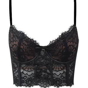 Y2K Summer Lace Camisole Crop Top - Coquette Halter Corset Streetwear