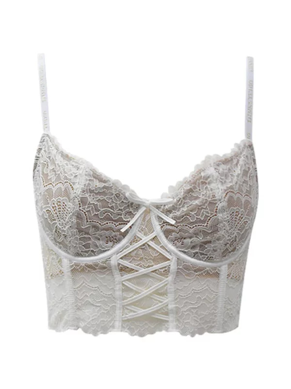 Y2K Summer Lace Camisole Crop Top - Coquette Halter Corset Streetwear