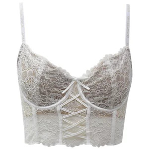 Y2K Summer Lace Camisole Crop Top - Coquette Halter Corset Streetwear