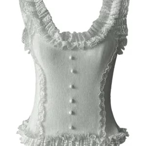 Y2K Summer Lace Vest Tank Top - Aesthetic Streetwear for Women