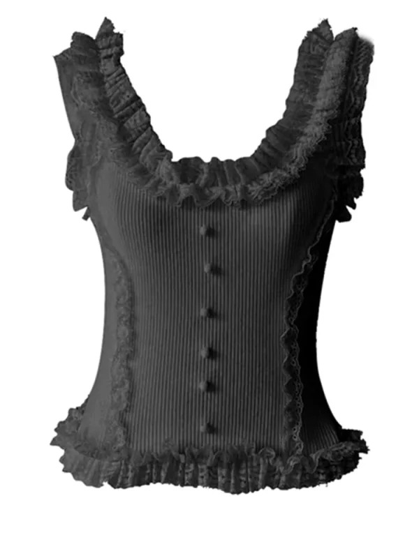 Y2K Summer Lace Vest Tank Top - Aesthetic Streetwear for Women