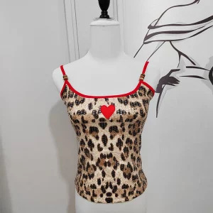 Y2k Summer Leopard Print Camisole Halter Top - Vintage American Style for Women