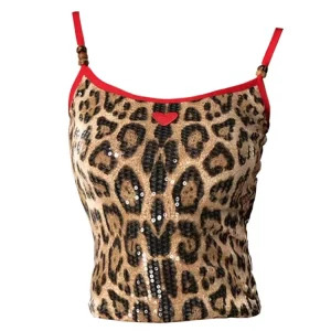 Y2k Summer Leopard Print Camisole Halter Top - Vintage American Style for Women