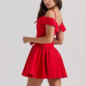 Y2K Summer Off-Shoulder Mini Dress - Vintage A-Line Corset, Sexy Red Casual Party Outfit