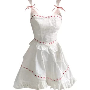 Y2K Summer Party Dress - Spaghetti Strap Mini Dress with Mori Girl Aesthetic