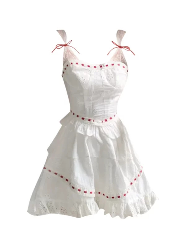 Y2K Summer Party Dress - Spaghetti Strap Mini Dress with Mori Girl Aesthetic