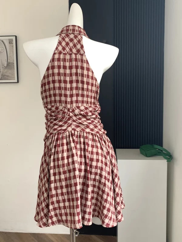 Y2K Summer Plaid Mini Dress - Vintage Aesthetic Frocks for Women