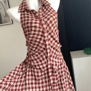 Y2K Summer Plaid Mini Dress - Vintage Aesthetic Frocks for Women