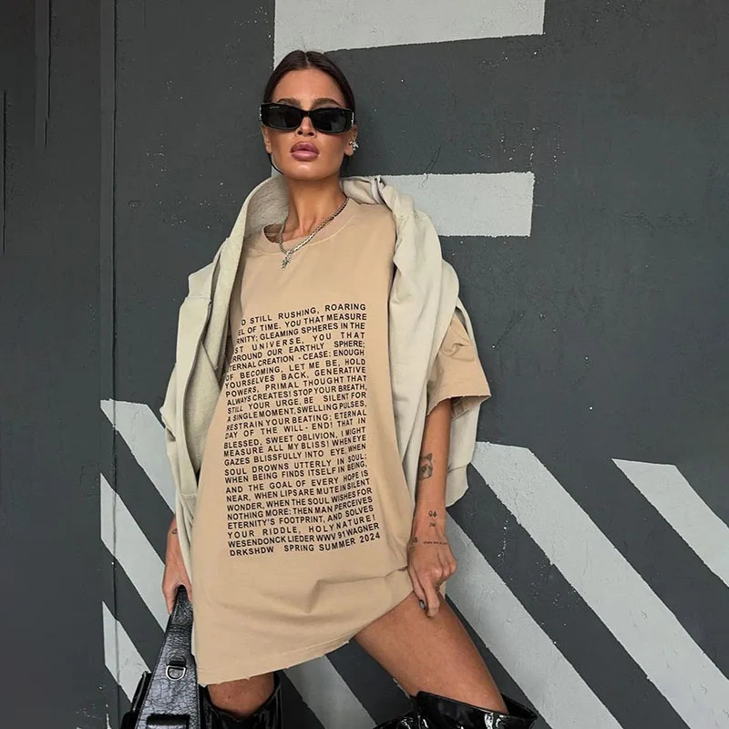 Y2K Summer Streetwear: Oversized Cotton T-Shirt, Retro 90s Hip Hop Punk Letter Print Top