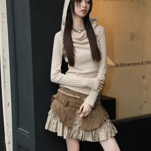 Y2K Summer Vintage Dark Academia Patchwork Mini Pleated Skirt - Gyaru Coquette Harajuku Aesthetic