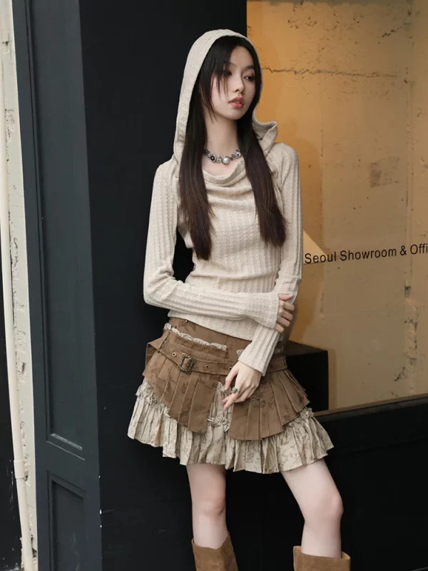 Y2K Summer Vintage Dark Academia Patchwork Mini Pleated Skirt - Gyaru Coquette Harajuku Aesthetic