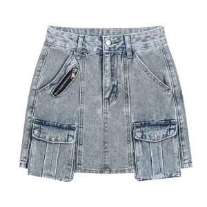 Y2K Summer Vintage Denim Cargo Skirt - American Retro Cyber Punk Harajuku Fashion Streetwear Grunge Tide Jean