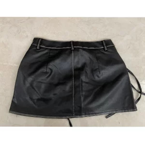 Y2K Summer Vintage Faux Leather Mini Skirt - Retro 90s Grunge Streetwear