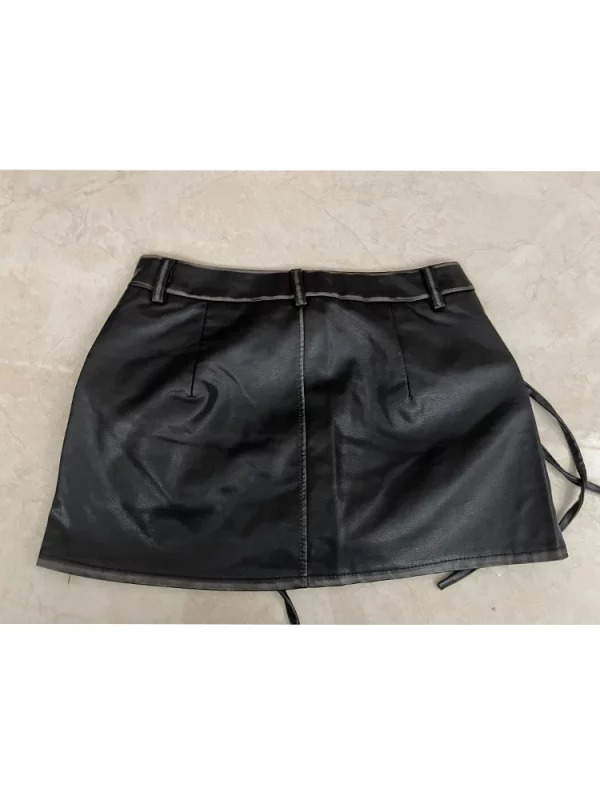 Y2K Summer Vintage Faux Leather Mini Skirt - Retro 90s Grunge Streetwear