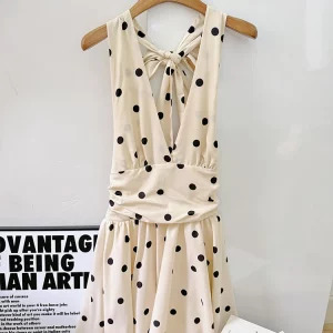 Y2K Summer Vintage Mini Dress Polka Dot Aesthetic Party Evening Outfit