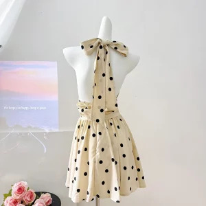 Y2K Summer Vintage Mini Dress Polka Dot Aesthetic Party Evening Outfit