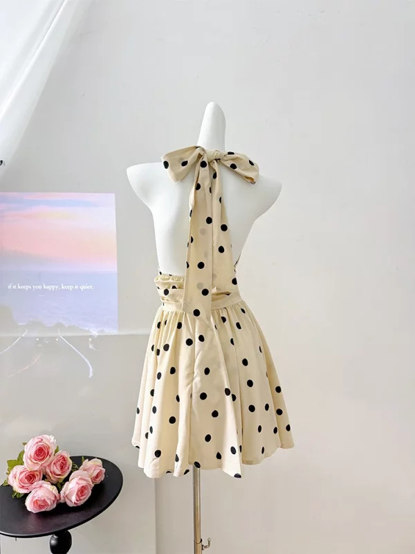 Y2K Summer Vintage Mini Dress Polka Dot Aesthetic Party Evening Outfit