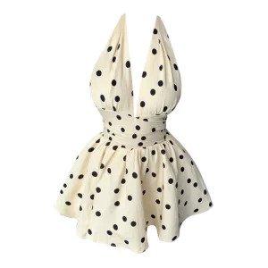 Y2K Summer Vintage Mini Dress Polka Dot Aesthetic Party Evening Outfit