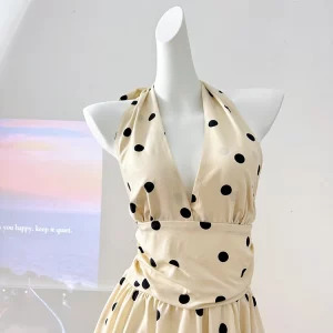 Y2K Summer Vintage Mini Dress Polka Dot Aesthetic Party Evening Outfit