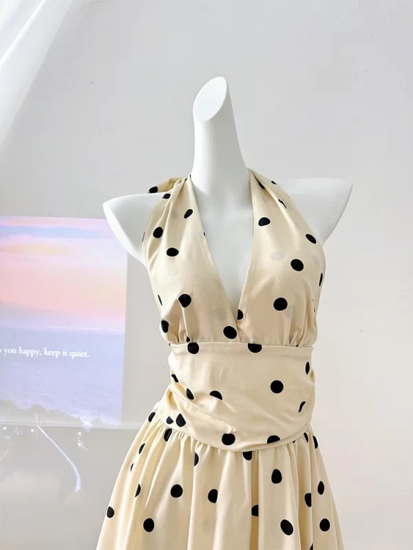 Y2K Summer Vintage Mini Dress Polka Dot Aesthetic Party Evening Outfit