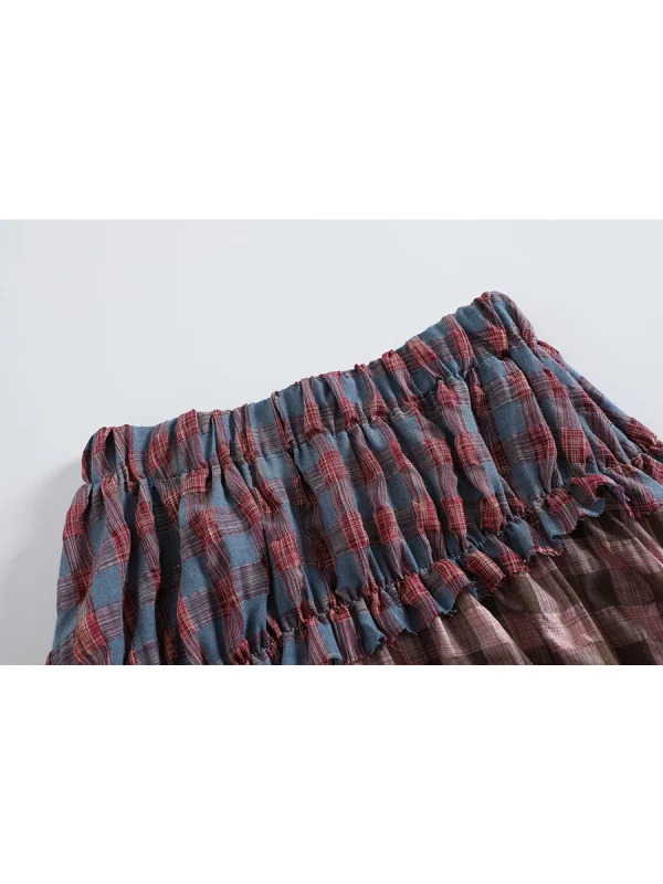 Y2K Summer Vintage Patchwork Midi Skirt - French Boho Style Aesthetic