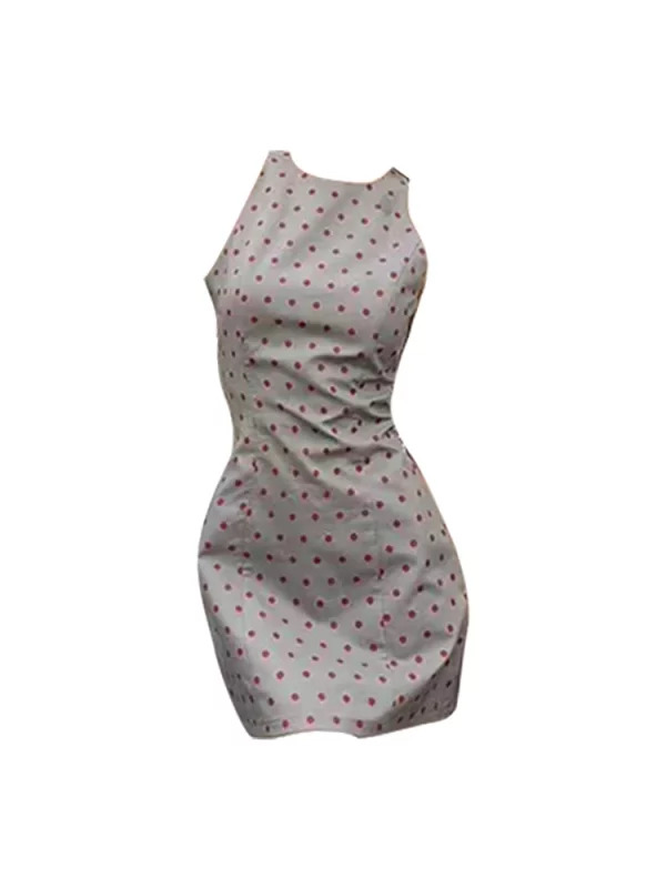 Y2K Summer Vintage Polka Dot Mini Dress - Grunge Aesthetic Retro Style Outfit