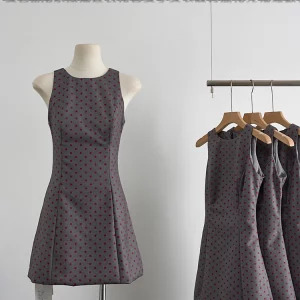 Y2K Summer Vintage Polka Dot Mini Dress - Grunge Aesthetic Retro Style Outfit