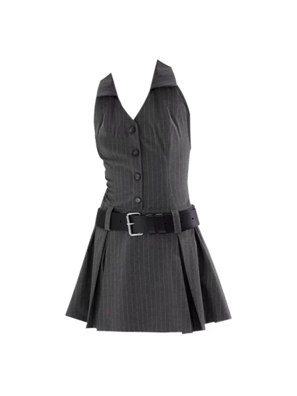 Y2K Summer Vintage Striped Mini Dress - French Style Retro Party Evening Office Wear