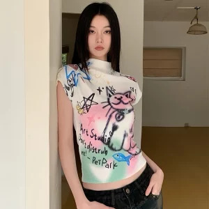 Y2k Summer Women's Crop Top: Harajuku Streetwear with a Coquette Twist