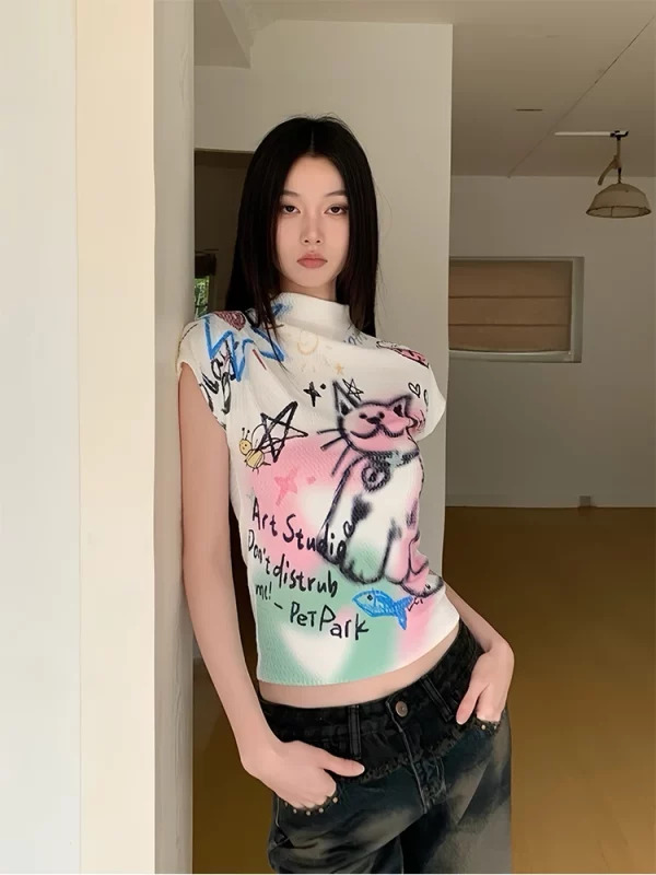 Y2k Summer Women's Crop Top: Harajuku Streetwear with a Coquette Twist