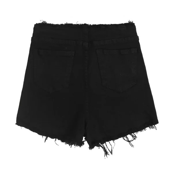 Y2K Summer Women's Dark Academia Lace-Up Jean Shorts - High Waist Denim Hot Pants with Tassels -