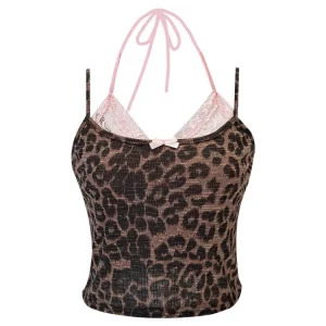 Y2K Summer Women's Fashion Leopard Print Crop Top