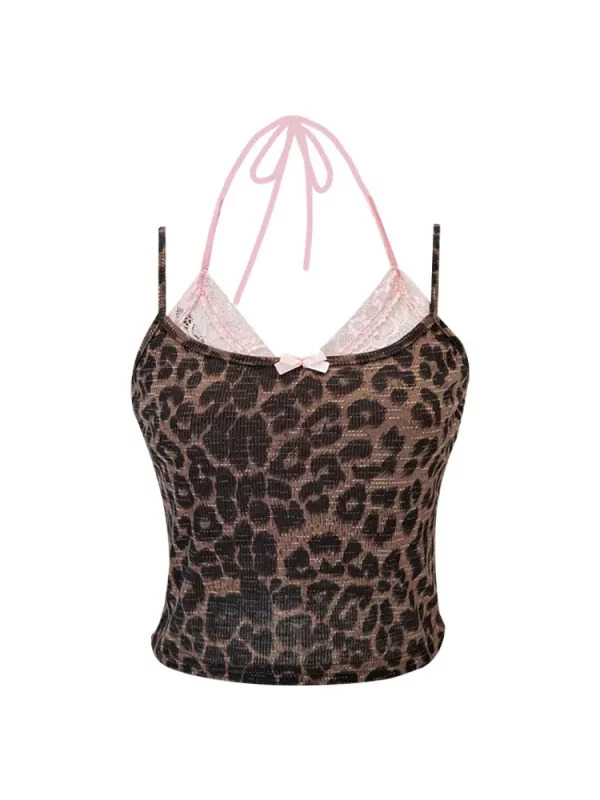 Y2K Summer Women's Fashion Leopard Print Crop Top