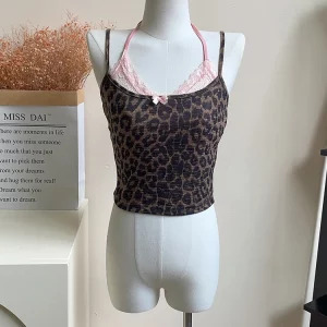 Y2K Summer Women's Fashion Leopard Print Crop Top