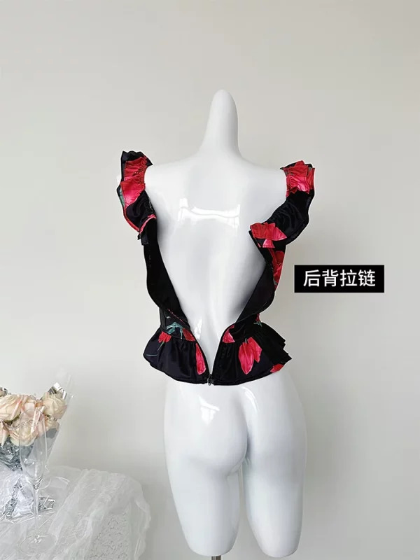 Y2K Summer Women's French Vintage Crop Top - Harajuku Kawaii Goth Tank - Streetwear Coquette Aesthetic