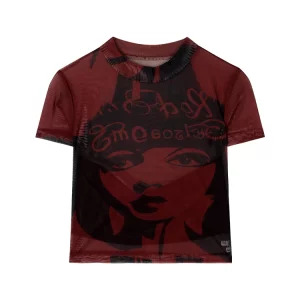 Y2K Summer Women's Gothic Vintage Dark Academia Gauze T-Shirts - Harajuku Aesthetic Crop Tops