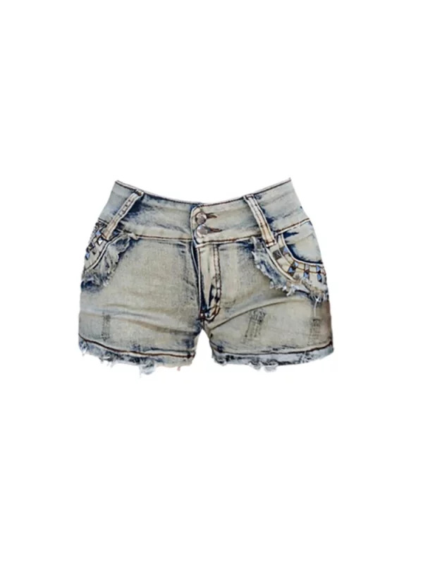 Y2K Summer Women's Japanese Denim Hot Pants - Vintage Aesthetic Streetwear