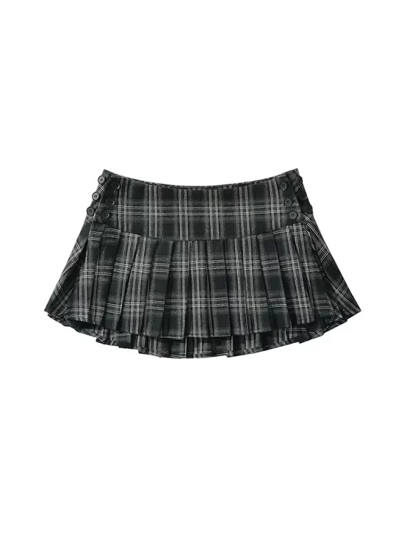 Y2K Summer Women's Japanese Fashion Dark Academia Mini JK Plaid Pleated Skirt - Cutecore Gyaru