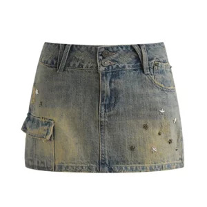 Y2K Summer Women's Korean Fashion Denim Skirt - Streetwear Aesthetic Harajuku Club Outfit