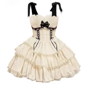 Y2K Summer Women's Mini Suspender Dress with Tiered Ruffles - Fluffy Lolita Style for Evening Club Out