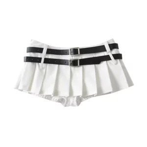 Y2K Summer Women's Preppy Style Mini Pleated Skirt Shorts Set - Grunge Goth Harajuku Fashion with