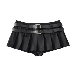 Y2K Summer Women's Preppy Style Mini Pleated Skirt Shorts Set - Grunge Goth Harajuku Fashion with