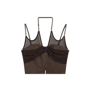 Y2K Summer Women's Vintage Mesh Camisole Halter Top - Sexy Crop Top for 90s and Grunge